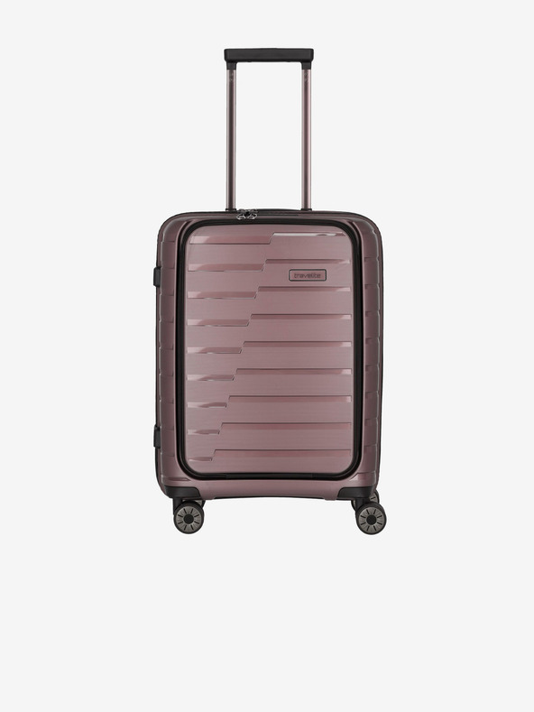 Travelite Růžový cestovní kufr Travelite Air Base 4w S Front pocket