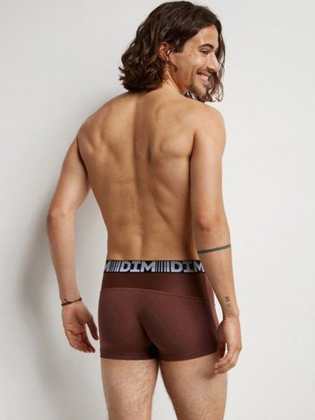 DIM Sada dvou pánských boxerek v zelené a tmavě hnědé barvě DIM COTTON 3D FLEX AIR BOXER 2x