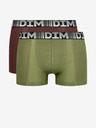 DIM Sada dvou pánských boxerek v zelené a tmavě hnědé barvě DIM COTTON 3D FLEX AIR BOXER 2x