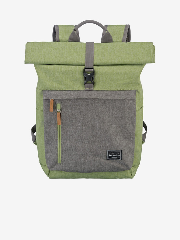 Travelite Šedo-zelený batoh Travelite Basics Roll-up (35 l)