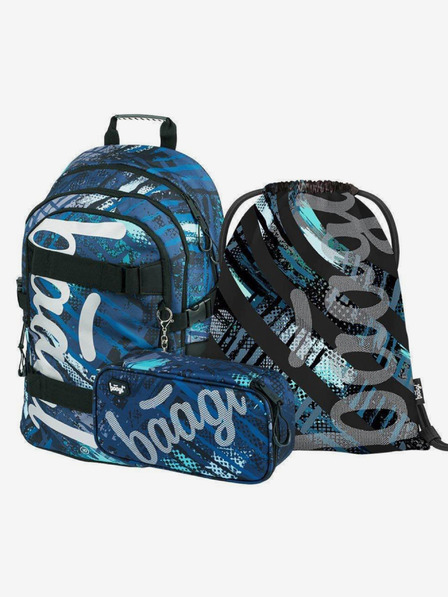 BAAGL  Modrý 3 set skate struktury: batoh, penál, sáček Baagl