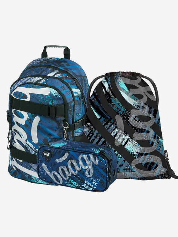 BAAGL  Modrý 3 set skate struktury: batoh, penál, sáček Baagl