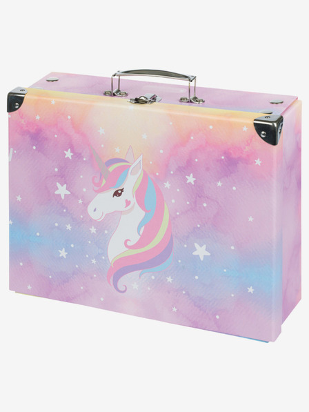 BAAGL  Růžový skládací školní kufřík s kováním Baagl Rainbow Unicorn