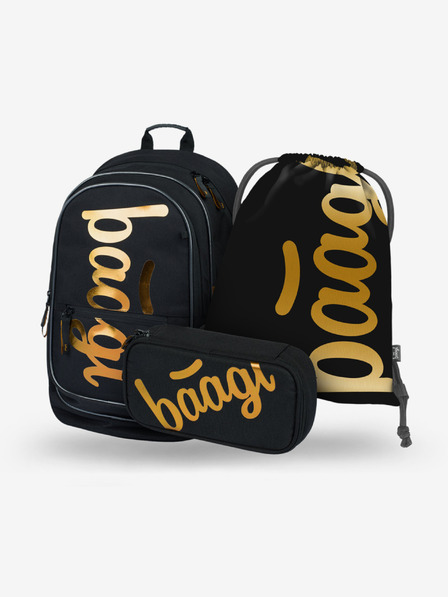 BAAGL  Černý školní set Core - batoh, penál, sáček Baagl Metallic Bronze