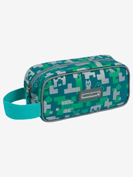 BAAGL  Zelený penál Baagl Minecraft Silver Creeper