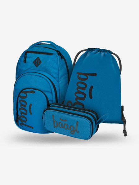 BAAGL  Modrý školní set - batoh, penál, sáček Baagl Coolmate Ocean Blue