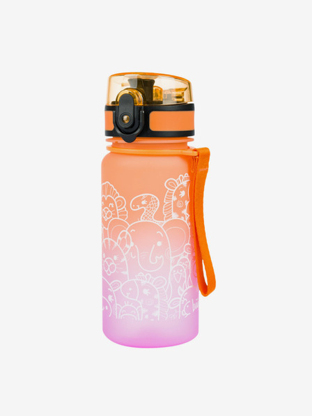 BAAGL  Oranžová tritanová láhev na pití gradient zvířata, 350 ml Baagl