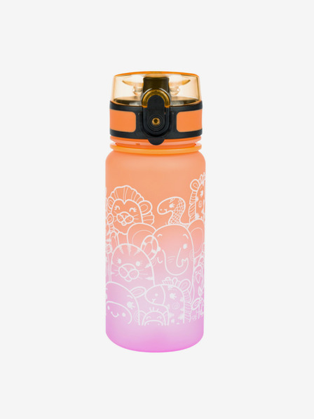 BAAGL  Oranžová tritanová láhev na pití gradient zvířata, 350 ml Baagl
