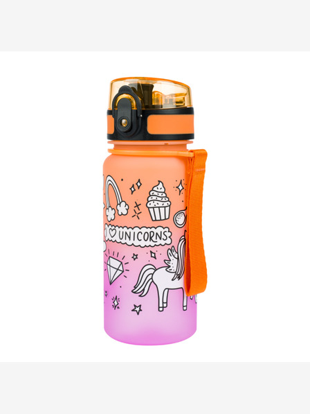 BAAGL  Oranžová tritanová láhev na pití gradient jednorožec, 350 ml Baagl