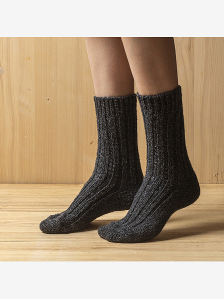 Balkanova Silné vlněné ponožky 100% merino vlna, antracitové