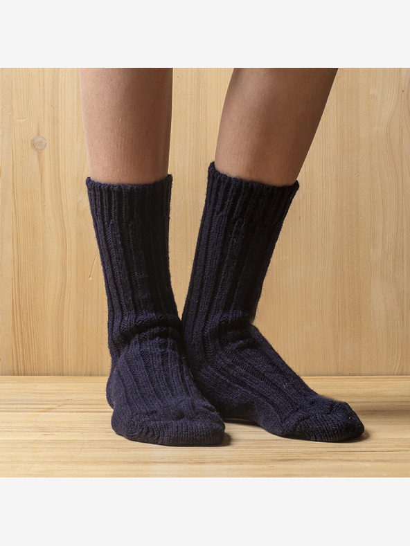 Balkanova Silné vlněné ponožky 100% merino vlna, tmavě modré