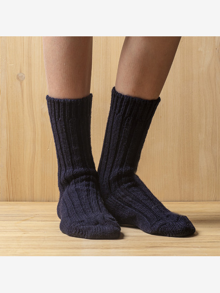 Balkanova Silné vlněné ponožky 100% merino vlna, tmavě modré