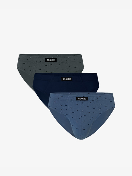 Atlantic Pánské sportovní slipy ATLANTIC 3-PACK - grafit, námořnická modř, denim