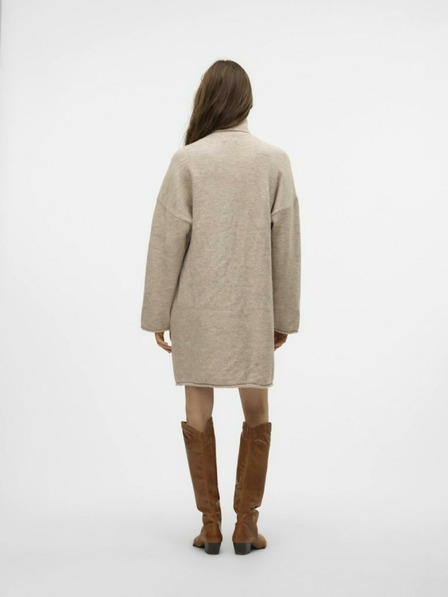 AWARE by VERO MODA Béžové dámské svetrové šaty AWARE by VERO MODA
