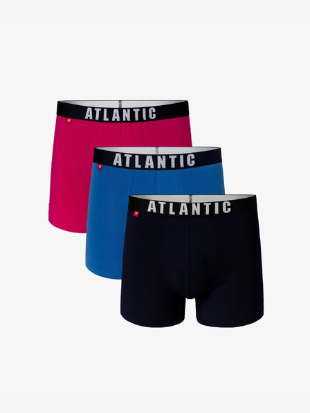 Atlantic 3-BALENÍ Pánské boxerky ATLANTIC - růžové, modré, námořnické