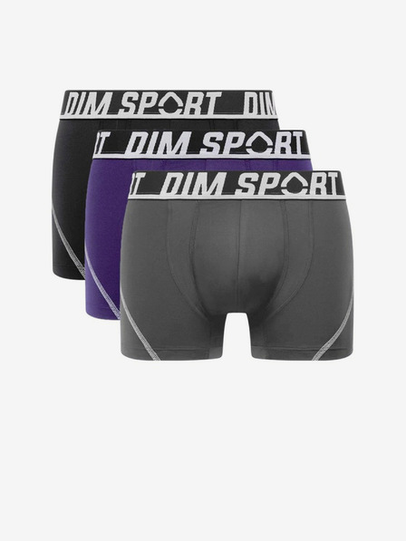 DIM Sada tří sportovních boxerek v šedé, modré a černé barvě DIM SPORT MICROFIBRE BOXER 3x