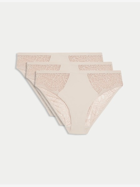 Marks & Spencer Vysoce střižené kalhotky Body Soft™, sada 3 ks Marks & Spencer béžová