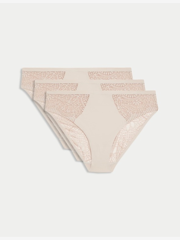 Marks & Spencer Vysoce střižené kalhotky Body Soft™, sada 3 ks Marks & Spencer béžová