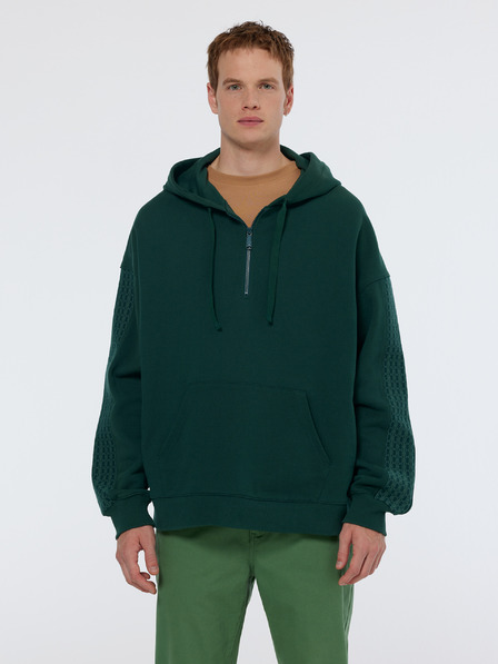 Scotch & Soda Tmavě zelená pánská mikina s kapucí Scotch & Soda
