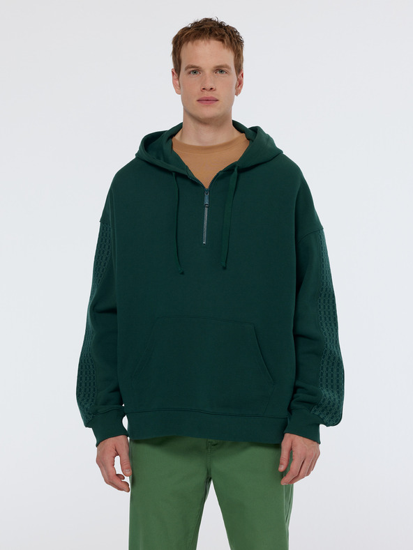 Scotch & Soda Tmavě zelená pánská mikina s kapucí Scotch & Soda