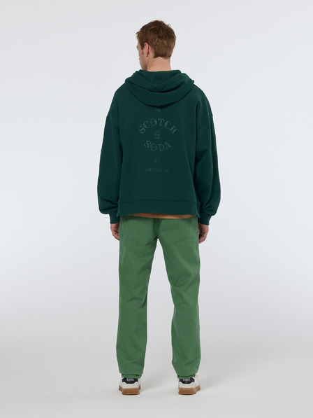 Scotch & Soda Tmavě zelená pánská mikina s kapucí Scotch & Soda