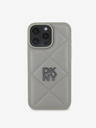 DKNY DKNY PU Leather Quilted Stack Logo Zadní Kryt pro iPhone 16 Pro Grey