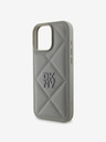 DKNY DKNY PU Leather Quilted Stack Logo Zadní Kryt pro iPhone 16 Pro Grey