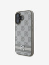 DKNY DKNY PU Leather Checkered Pattern and Stripe Zadní Kryt pro iPhone 16 Beige