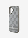 DKNY DKNY PU Leather Checkered Pattern and Stripe Zadní Kryt pro iPhone 16 Beige