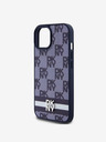 DKNY DKNY PU Leather Checkered Pattern and Stripe Zadní Kryt pro iPhone 15 Blue