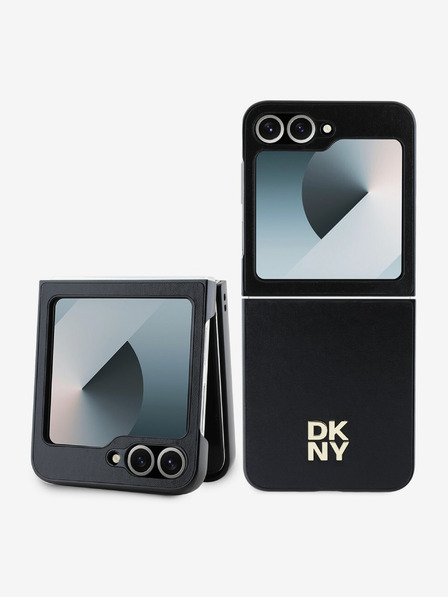 DKNY DKNY PU Leather Stack Logo Zadní Kryt pro Samsung Galaxy Z Flip 6 Black
