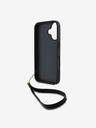 DKNY DKNY PU Leather Stack Logo Wrist Strap Zadní Kryt pro iPhone 16 Black
