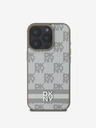 DKNY DKNY PU Leather Checkered Pattern and Stripe Zadní Kryt pro iPhone 16 Pro Max Beige