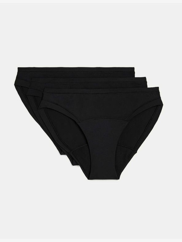 Marks & Spencer Vysoce savé menstruační bikinové kalhotky, 3 ks Marks & Spencer černá