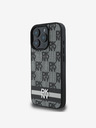 DKNY DKNY PU Leather Checkered Pattern and Stripe Zadní Kryt pro iPhone 16 Pro Max Black