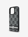 DKNY DKNY PU Leather Checkered Pattern and Stripe Zadní Kryt pro iPhone 16 Pro Max Black