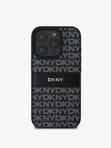 DKNY DKNY PU Leather Repeat Pattern Tonal Stripe Zadní Kryt pro iPhone 16 Pro Max Black