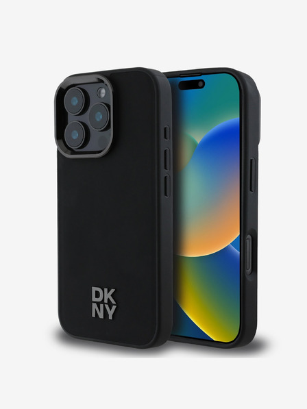 DKNY DKNY PU Leather Stack Logo Magsafe Zadní Kryt pro iPhone 16 Pro Black