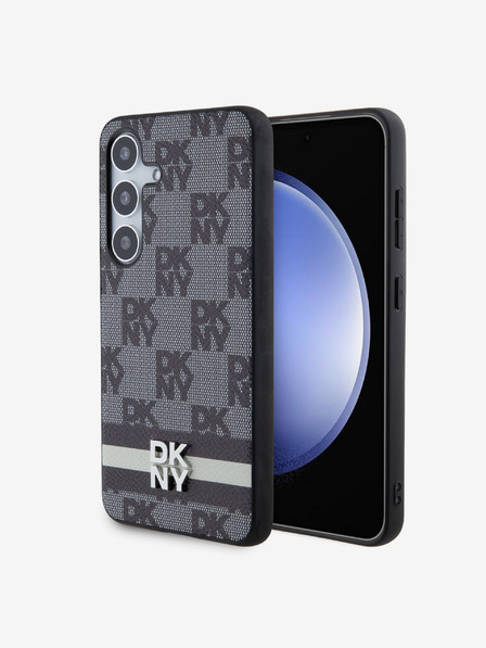 DKNY DKNY PU Leather Checkered Pattern and Stripe Zadní Kryt pro Samsung Galaxy S24+ Black