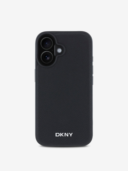 DKNY DKNY PU Leather Silver Metal Logo Magsafe Zadní Kryt pro iPhone 16 Plus Black