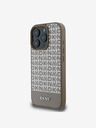 DKNY DKNY PU Leather Repeat Pattern Bottom Stripe MagSafe Zadní Kryt pro iPhone 16 Pro Brown