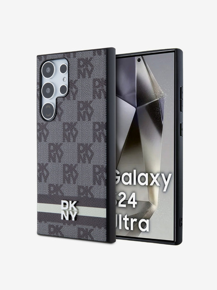 DKNY DKNY PU Leather Checkered Pattern and Stripe Zadní Kryt pro Samsung Galaxy S24 Ultra Black