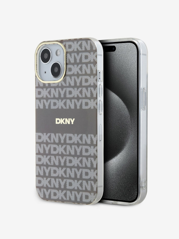 DKNY PC/TPU Repeat Pattern Tonal Stripe Magsafe Zadní Kryt pro iPhone 14 Beige DKNY