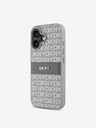 DKNY DKNY PU Leather Repeat Pattern Tonal Stripe Zadní Kryt pro iPhone 16 Beige