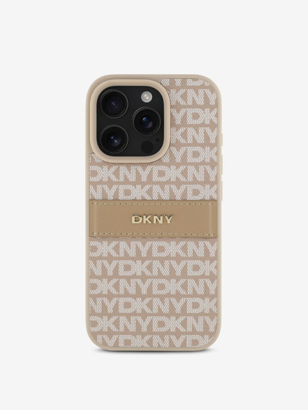DKNY DKNY PU Leather Repeat Pattern Tonal Stripe Zadní Kryt pro iPhone 16 Pro Max Pink