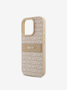 DKNY DKNY PU Leather Repeat Pattern Tonal Stripe Zadní Kryt pro iPhone 16 Pro Max Pink