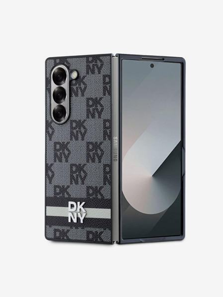 DKNY DKNY PU Leather Checkered Pattern and Stripe Zadní Kryt pro Samsung Galaxy Z Fold 6 Black