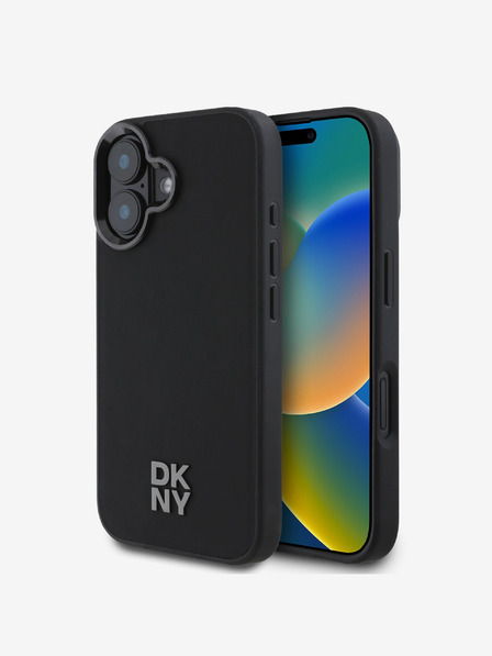 DKNY DKNY PU Leather Stack Logo Magsafe Zadní Kryt pro iPhone 16 Black