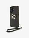 DKNY DKNY PU Leather Stack Logo Wrist Strap Zadní Kryt pro iPhone 16 Green