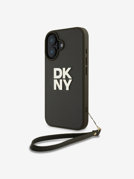 DKNY DKNY PU Leather Stack Logo Wrist Strap Zadní Kryt pro iPhone 16 Green